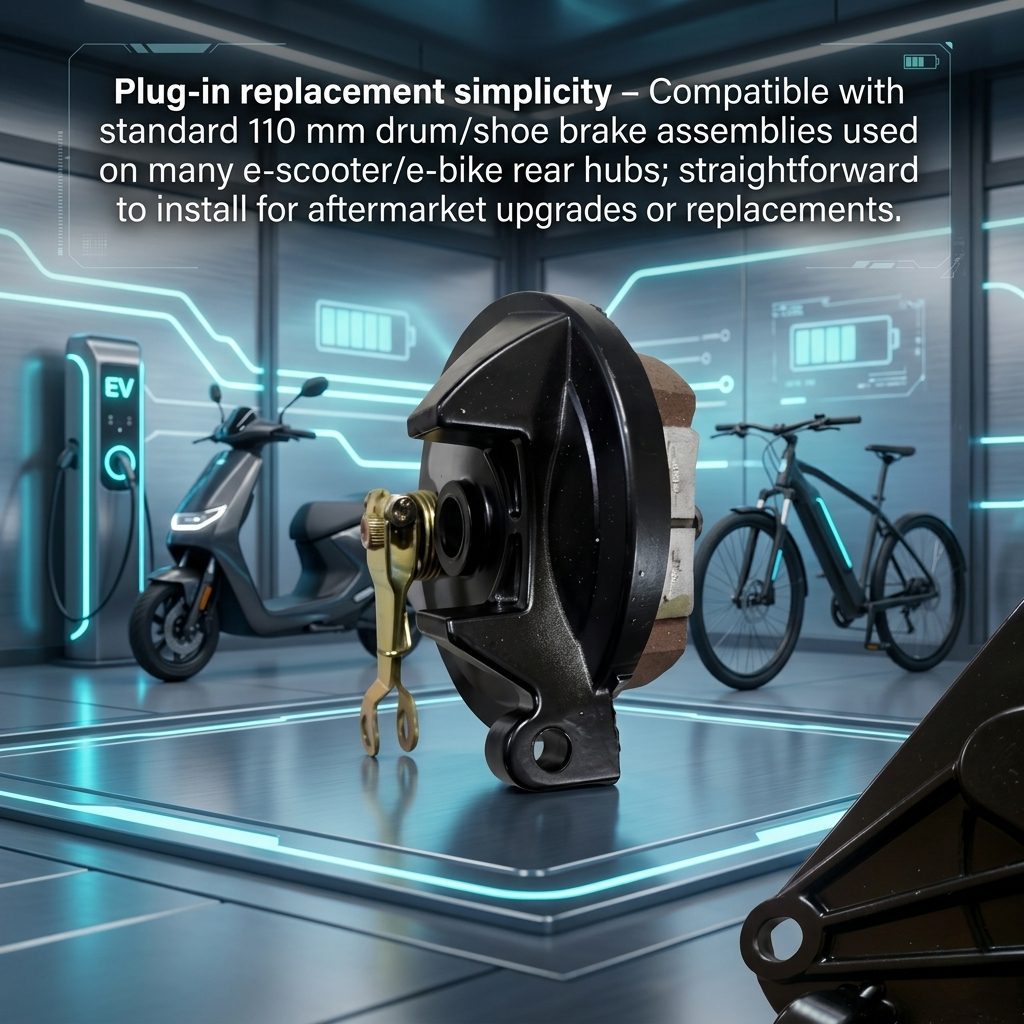 nitroniche drum brake plate for electric vehicles