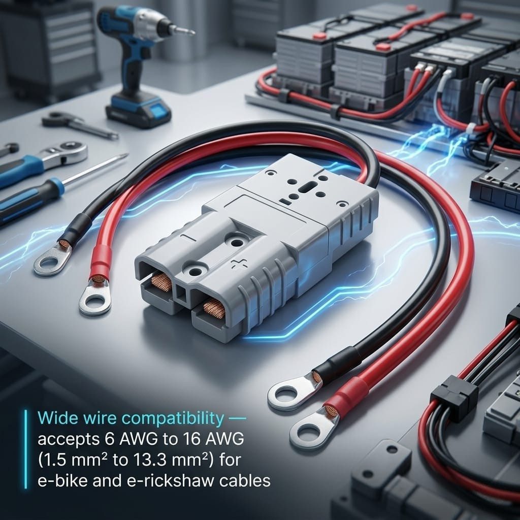 nitroniche sb50 anderson connector – 50a genderless ev battery plug for e bike & e rickshaw